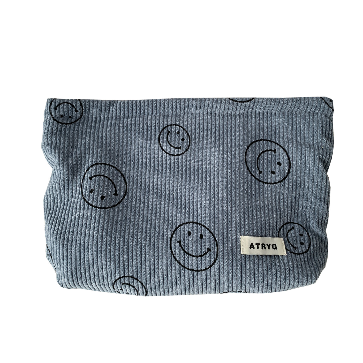 Bolsa de cosméticos de pana de lunares de lona transfronteriza, almacenamiento de cara sonriente, bolso de mano de lavado, llave, billetera móvil, estuche para lápices