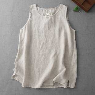 2025 New Summer Style Homemade Artistic Washed Linen Sleeveless Bottoming Vest