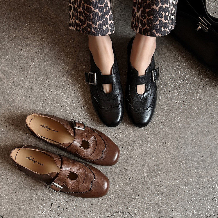 Cowhide Version~British Style Retro Hand-Carved Loafers for Women, 2026 New Model, Flat Versatile Leather Shoes for Women Cowhide Version~British Style Retro Hand-Carved Loafers for Women, 2026 New Model, Flat Versatile Leather Shoes for Women