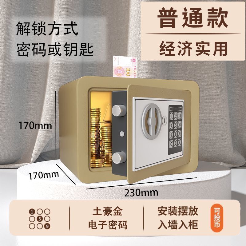 保险柜家用电子同款车载保险箱嵌入式保险柜老人家用双层钥匙锁|undefined