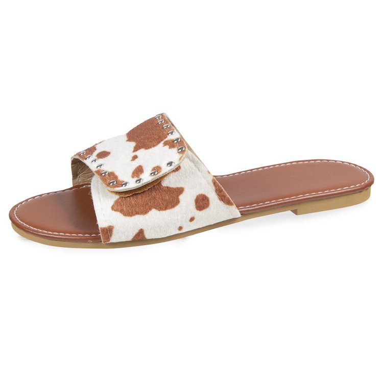 Women's Casual Cow Pattern Leopard Round Toe Slides Slippers display picture 44