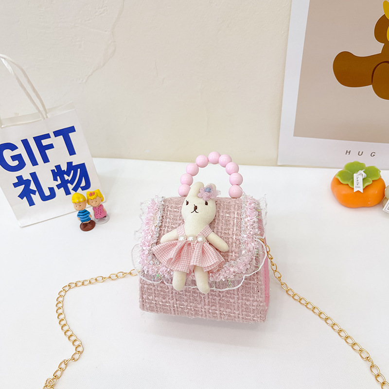 Estilo coreano princesa bolsa de mensajero mini bebé estilo occidental Chanel estilo cadena bolsa pequeña bolsa cuadrada conejito de dibujos animados bolsa de hombro