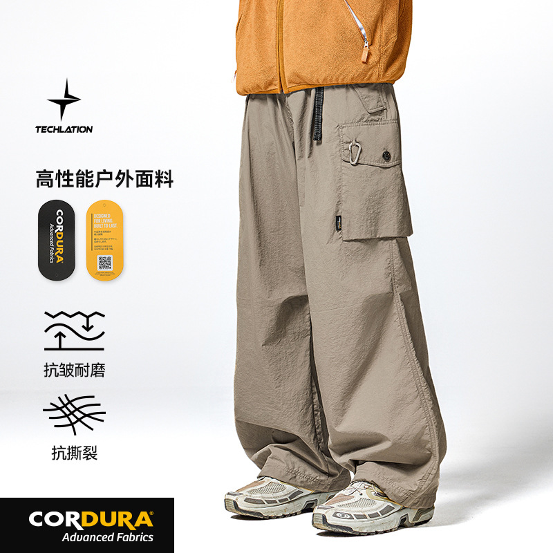 Jie Zhan Men's Clothing | Cordura ® Functional Cargo Pants 2026 Spring/Summer Trendy Outdoor Hiking Multi-Pocket Casual Pants