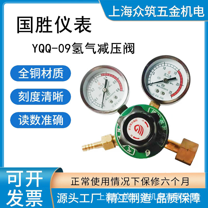 国胜仪表YQQ-09氢气氢气高压减压器 防震氢气减压器压力表