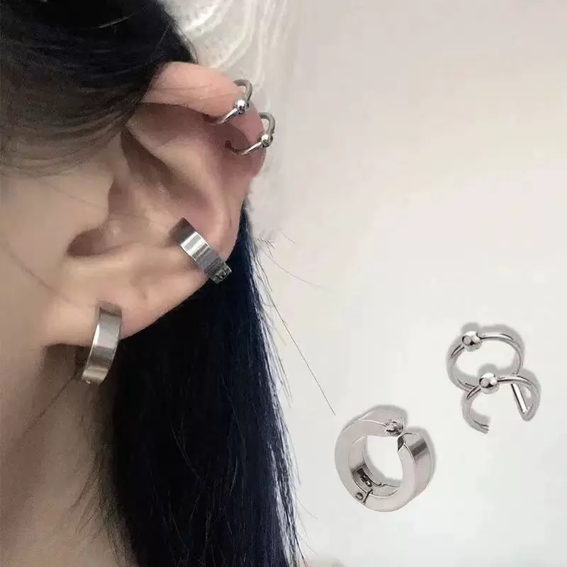 钛钢ins风无耳洞耳夹不掉色简约耳骨夹套装 学生男女同款唇圈唇夹
