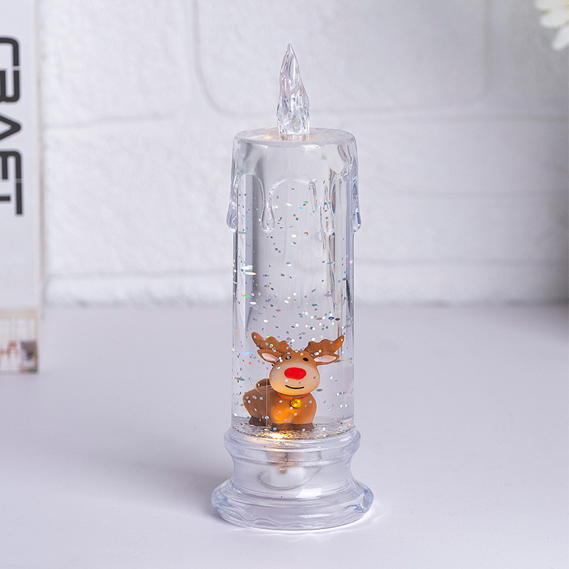 LED水晶透明注水电子蜡烛灯圣诞节飘雪夜灯仿真烛台节日氛围装饰|undefined