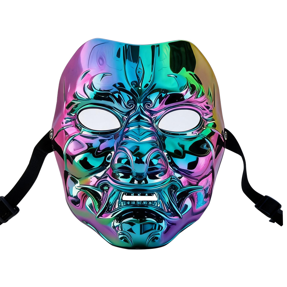 Todo el rostro negro dorado estilo nacional armadura Hanfu cos accesorios se pueden usar máscara de cara antigua oro negro samurai fantasma image 5