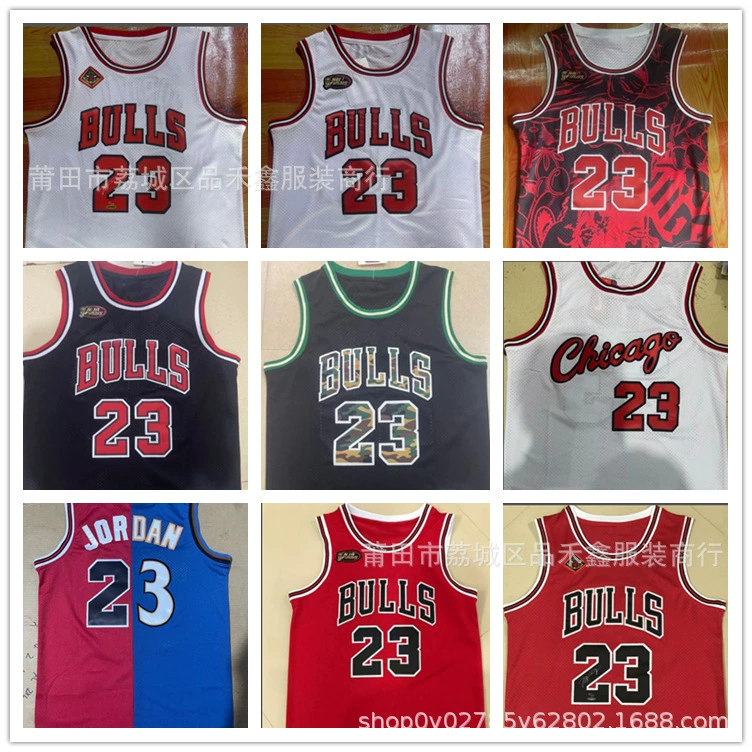В наличии BULLS 23 # Jordan Джерси финальный Чемпионат военный логотип Ретро вышитая баскетбольная форма