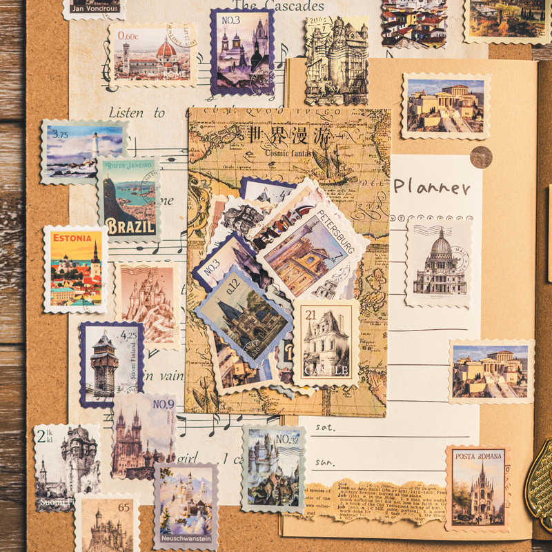 Wuyi retro sello etiqueta Paquete de colección de sellos Museo Natural Serie II retro planta de DIY decoración creativa