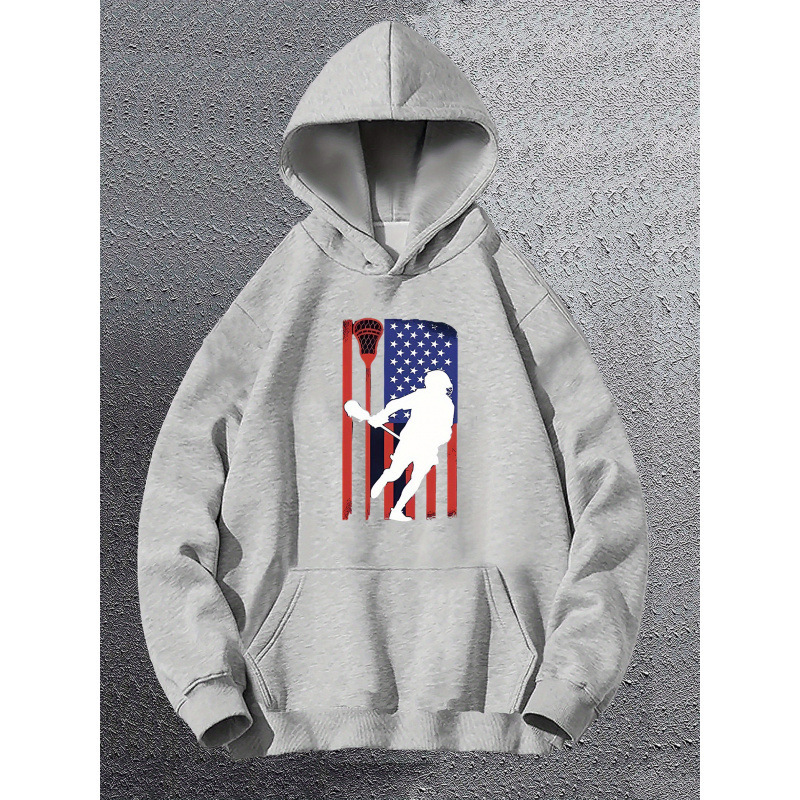 [Cross-Border European Code] Men's Fashion Sweatshirt, Creative Abstract National Flag and Hockey Player
