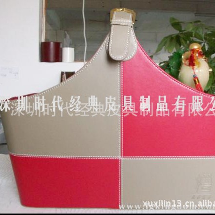 厂家供应元旦春节高档PU酒店礼品篮 皮质收钠篮中秋礼品水果皮篮