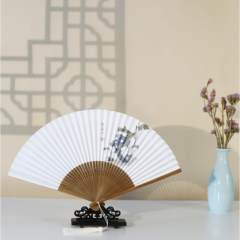 Laochangmen[Shizhuzhai]Suzhou Summer Hanfu Women's Retro Fan Folding Fan Chinese Style Men's Paper Fan