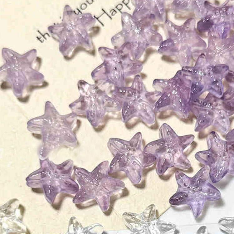 Adorable gorda inns esmaltado de vidrio transparente de estrella de mar DIY material de pulsera de collar de cuentas hechas a mano
