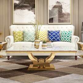 轻奢风茶桌设计师不锈钢大理石茶几高级感客厅