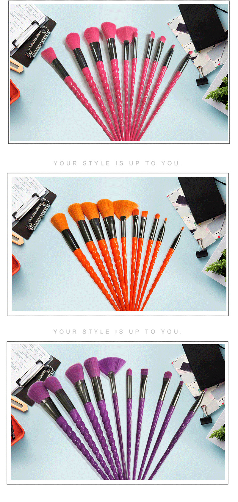 Lady Nylon Plastic Handgrip Makeup Brushes 1 Set display picture 2