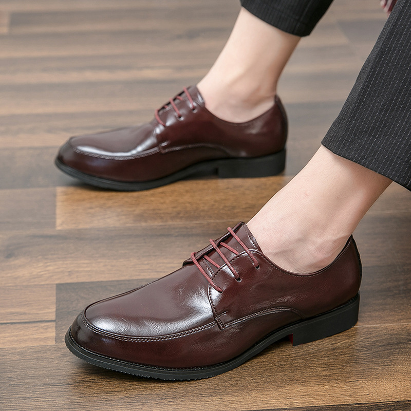 Zapatos de cuero de negocios para hombres primavera y otoño coreanos zapatos de moda de punta novio zapatos de derby image 8