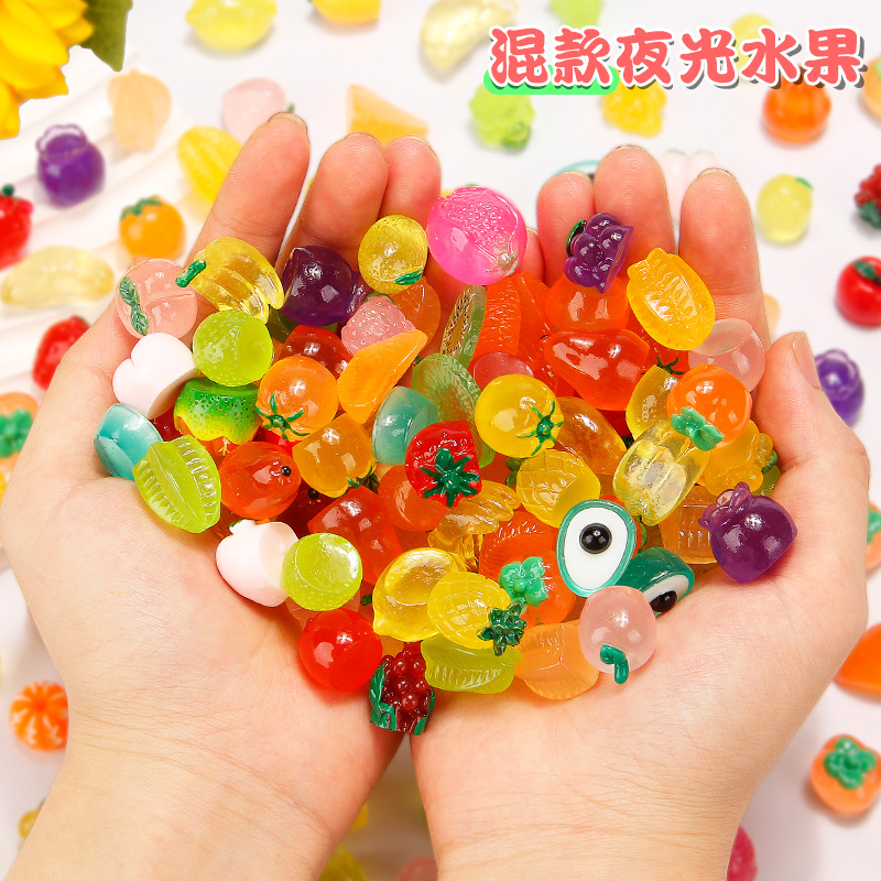 1000个/包仿真食玩夜光蔬菜水果diy树脂饰品配件微景观水果材料
