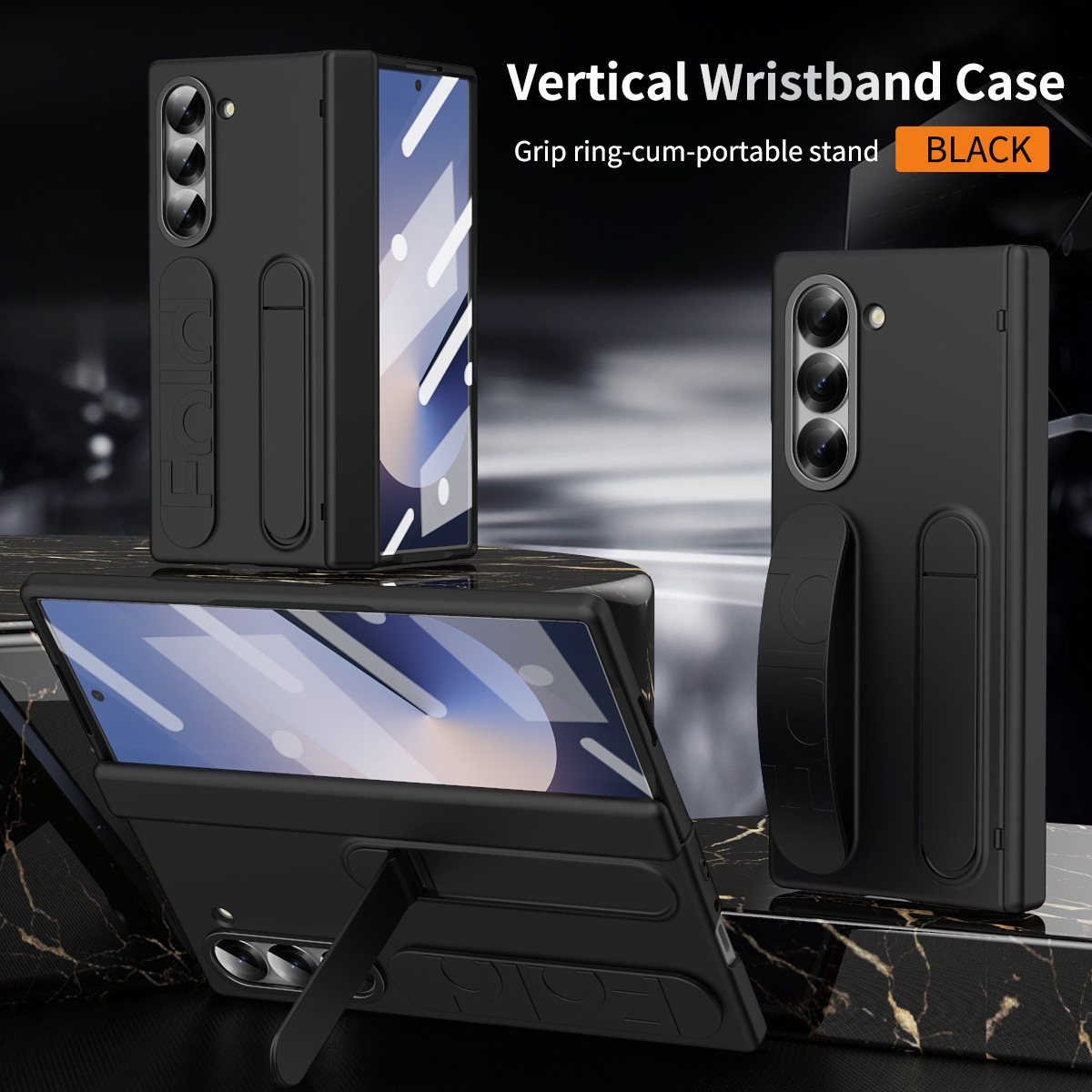 Black bracelet, tubing, hinge