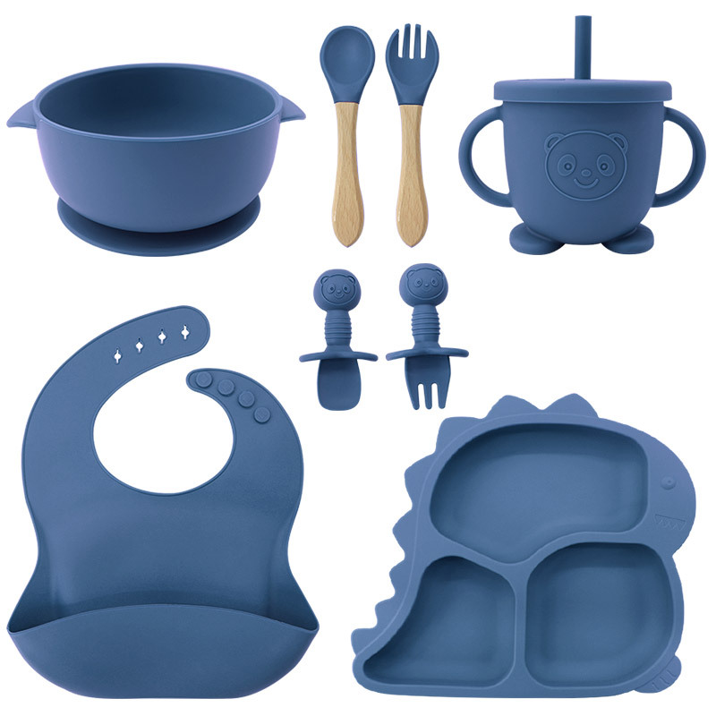 Baby Products Factory Vajilla para bebés Juego de vajilla de silicona para recién nacidos Juego de vajilla para niños de dibujos animados Juego de complementos alimenticios