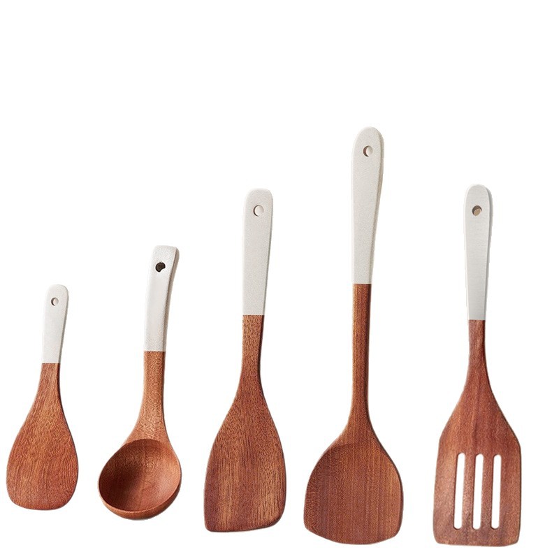 Nueva pala de madera, sartén antiadherente, sándalo de ébano, pala de cocina doméstica resistente a altas temperaturas, cuchara de madera, juego de utensilios de cocina de pala