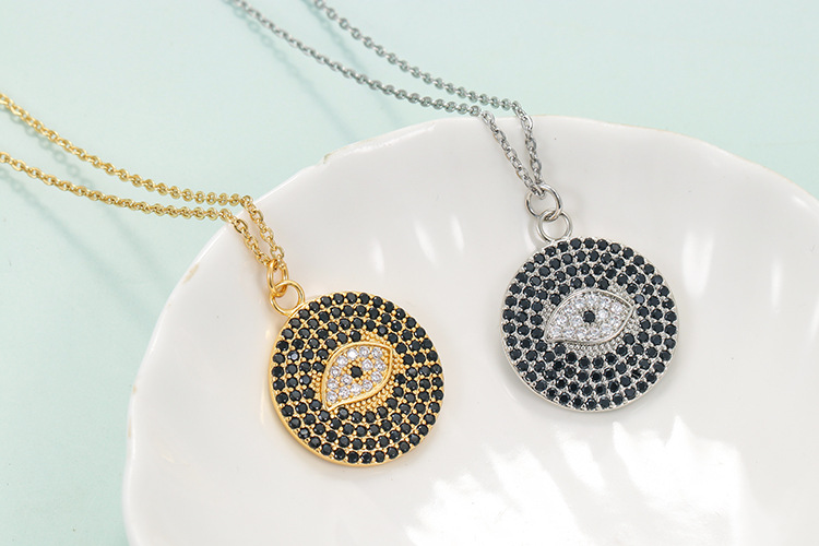 10g Weight Necklace Classification Wedding, Travel Occasion Geometric Pattern Fashion Micro-set Zircon Devil's Eye Pendant Copper Necklace Wholesale