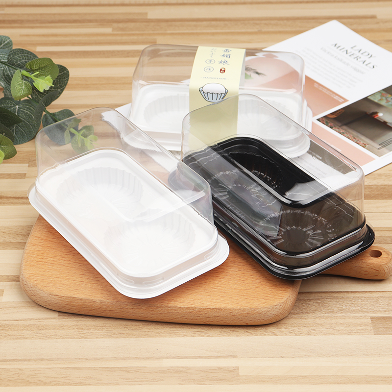 Caja de embalaje de dos gránulos Xue Mei Niang, arroz glutinoso Dafu, sopa de arroz, caja de plástico transparente, mantequilla de huevo crujiente, puff de carne, mariscos de pino