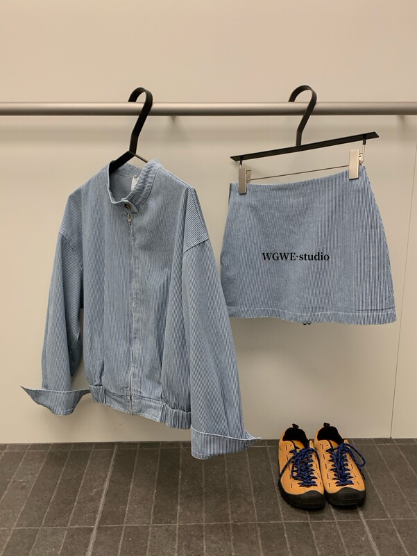 WGWE7103#广州十三行女装2025早秋装新款外套+高腰直筒半身裙套装|undefined