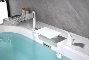 Wholesale Bathroom Shower Tub Side Type Five-Hole Large Flow Three-Hole Hot and Cold Dual-Control Waterfall Bathtub Shower Faucet Black