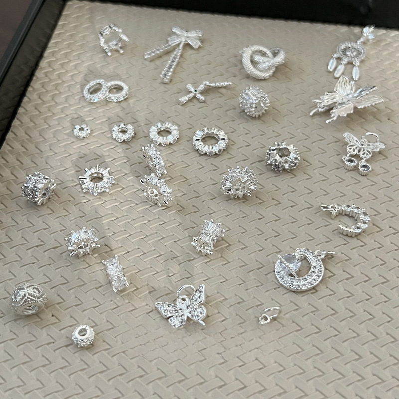 水晶 亮银色控 百搭个性水晶手串隔片隔珠提溜吊坠配件