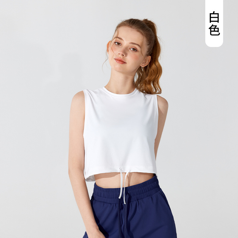 Ropa de ejercicios en línea, chaleco de yoga, camiseta de ejercicios de mangas cortas de mujer, transpirable, suelta, carrera de verano