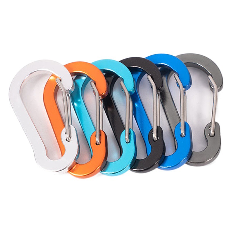 Manufacturer's No. 5 Gourd-Shaped Climbing Carabiner, Flat Buckle, Steel Wire Spring Quick-Release Hook, Aluminum Alloy Outdoor Quick Hook, in Stock