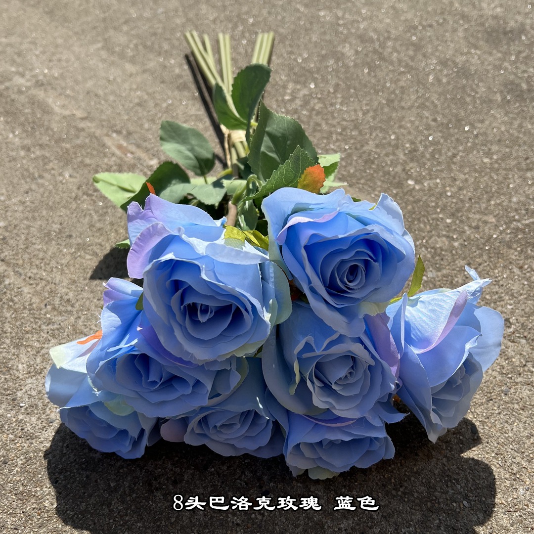 Rosa barroco de 8 cabezas Azul