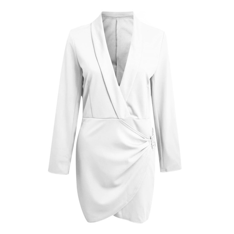 Autumn And Winter Women's Long Sleeve V-neck Party Dress Office Women