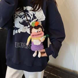 可爱bag卡通女包包2025新款秋冬女童宝宝针织毛线包成品单肩挎包