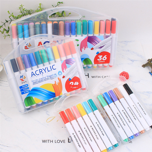 Acrylic Markers 12 Colors 24 Colors 48 Colors Popular Fabric Ceramic Wooden Drawing Pens Waterproof Markers Wholesale