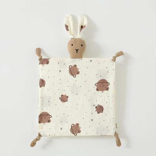 Soothing towel, baby can be imported, pure cotton doll, baby's sleep artifact, hug and sleep toy, toddler chewable hand puppet