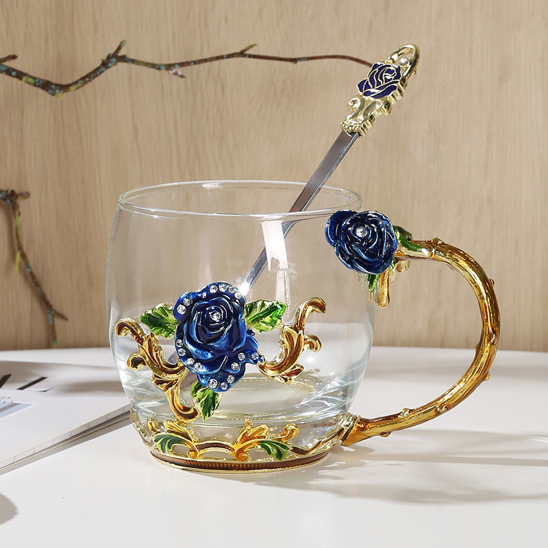 Hitzebeständige Glastasse Mit Floralem Emaille-design_voghion.com