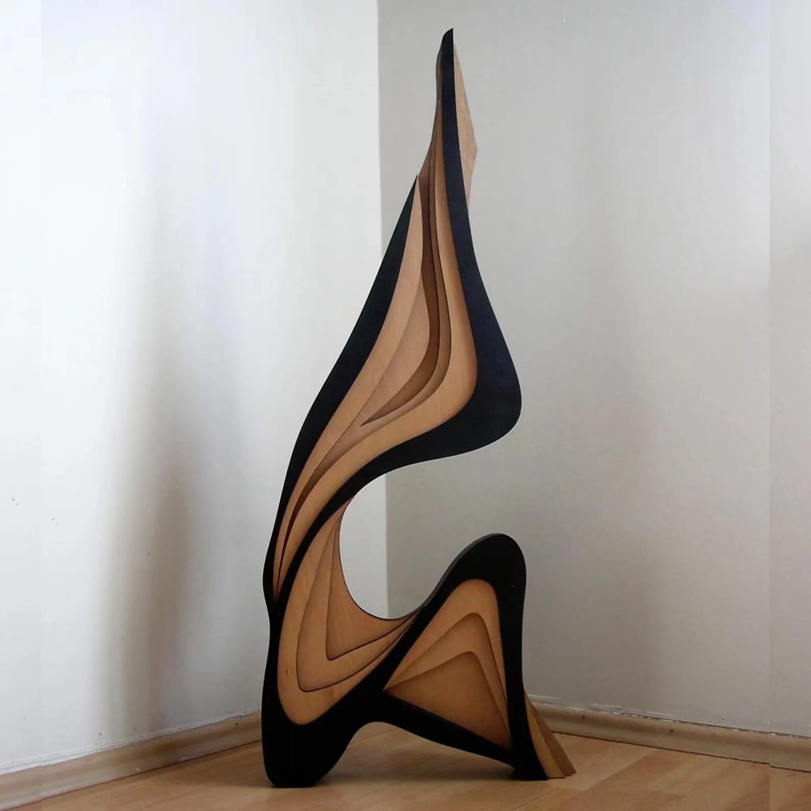 Cross-Border Amazon Wooden Stereo Curve Abstract Art Ornaments Multi-Layer Hill Home Decoration Ornaments