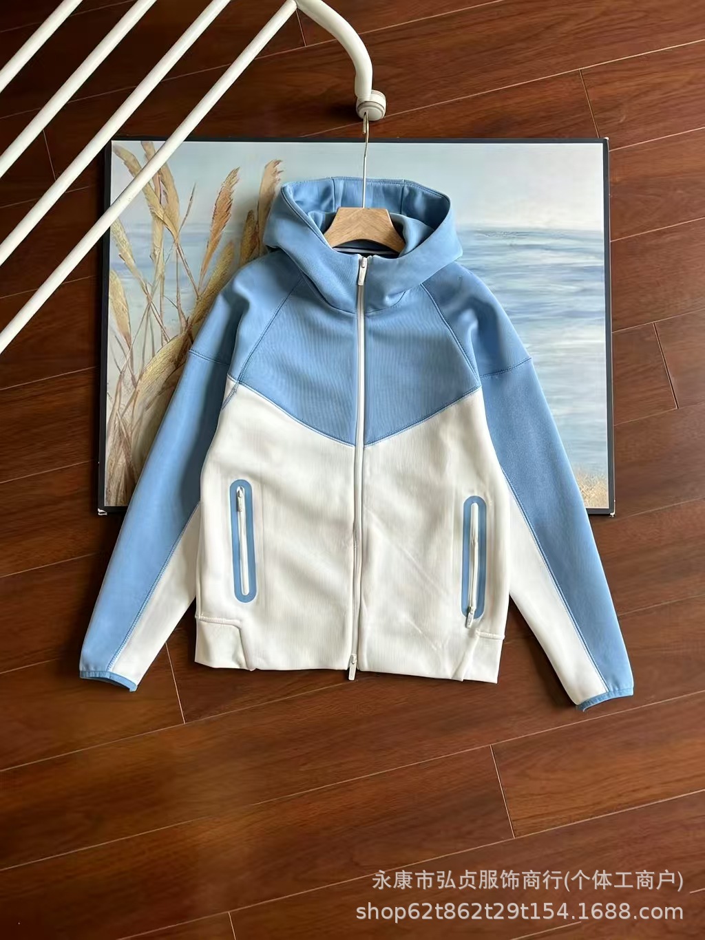 Jacket. sky blue and white / M
