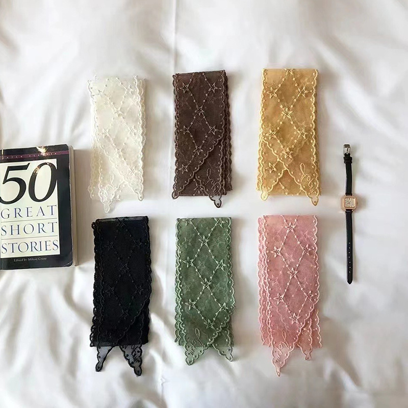 Korean Style Super Fairy Retro Lace Long Small Scarf Women's Korean Style ins All-match Thin Small Scarf Hair Band Ribbon