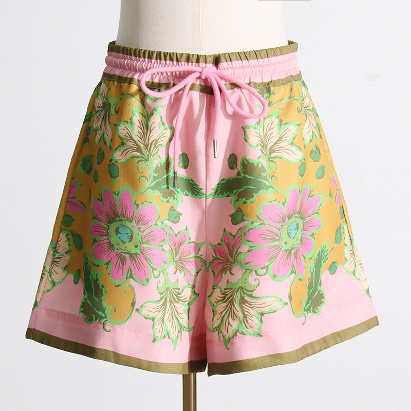 Summer Unique Print Design Shirt Top Casual Shorts Suit Women Two Piece Suit 6 Summer Unique Print Design Shirt Top Casual Shorts Suit Women Two Piece Suit