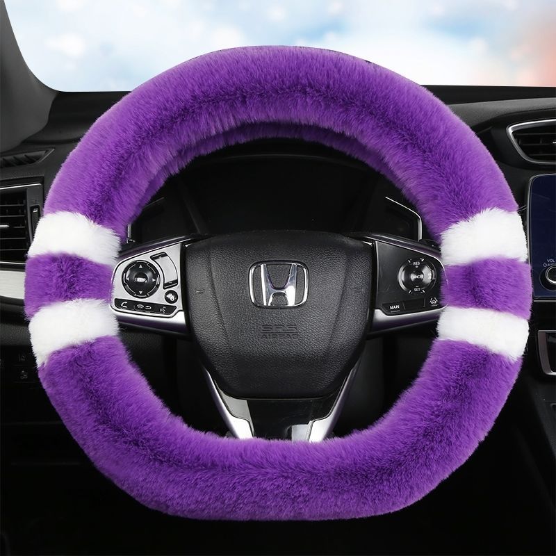 Amazon Winter Stuffed Car Steering Wheel Cover Unisex Anti-Slip Winter Warm Fur Integrated Handle Cover