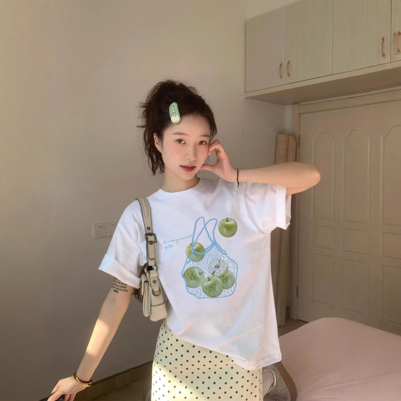 Plus-Size Pure Cotton White Short-Sleeve T-Shirt for Women, Spring/Summer 2026 New Design, Loose Fit, Large Size, American Style, Regular Shoulder Top