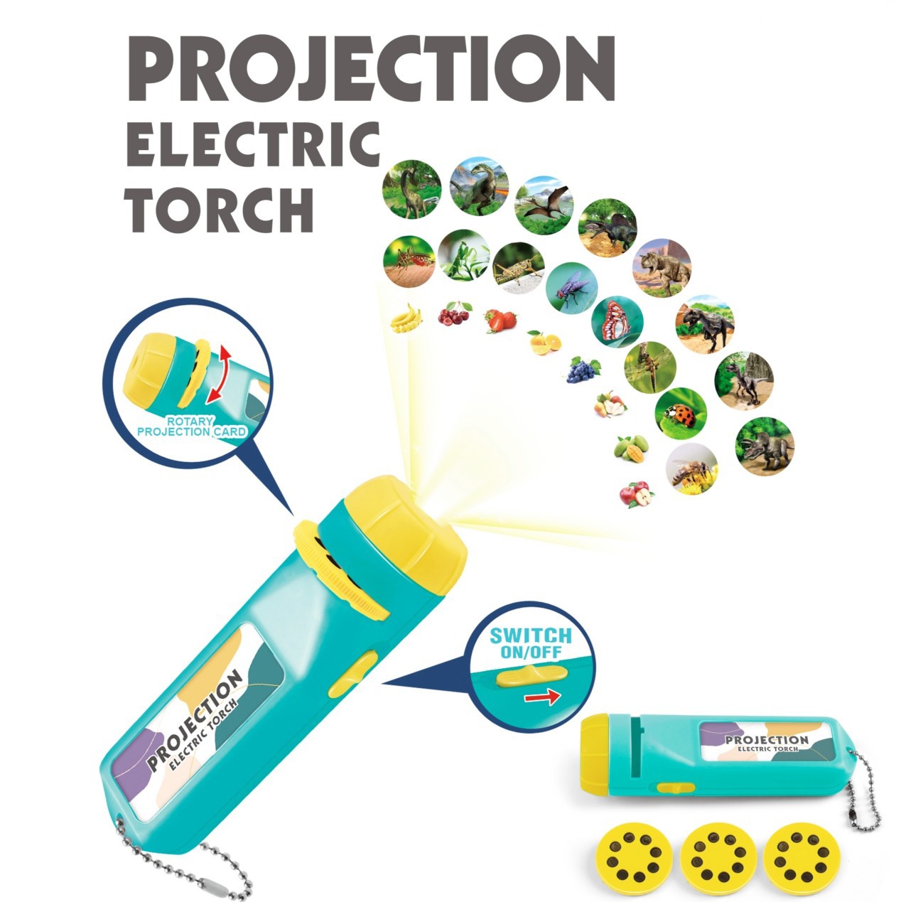 Comercio exterior Venta caliente de los niños ciencia y educación cognitiva juguete dinosaurio proyección linterna de proyección