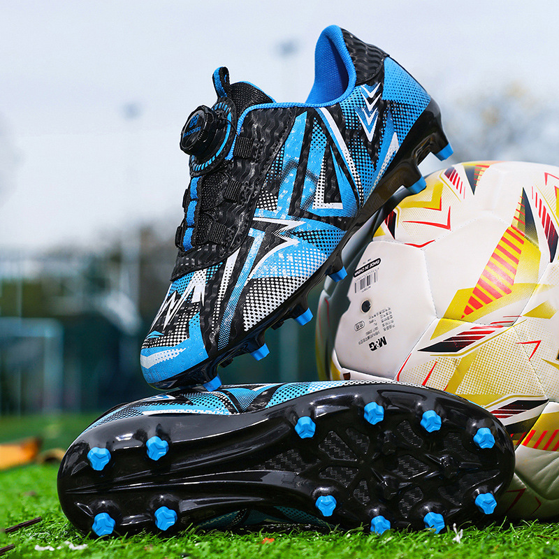 Zapatillas de Fútbol con Cierre Giratorio para Niños de Cuero Artificial Ligeras