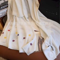 正确版本双面仿羊绒围巾女CO秋冬老花字母披肩加大保暖加厚小香风