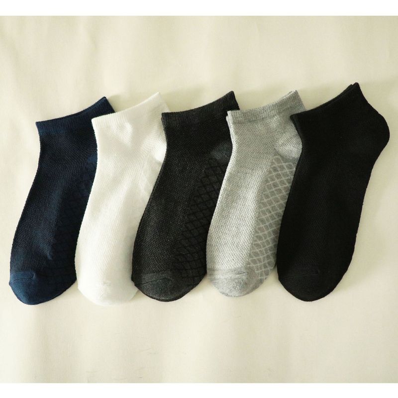 諸暨ソックス メンズ万能ショートソックス 通気性ボートソックス カップル向けミドルソックス 白黒無地ショートソックス スポーツソックス|undefined