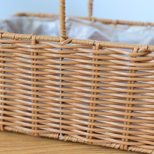 Flower Basket Portable Plastic Rattan Imitation Rattan Flower Arrangement Waterproof Hand-woven Portable Festival Souvenir Basket Flower Blue