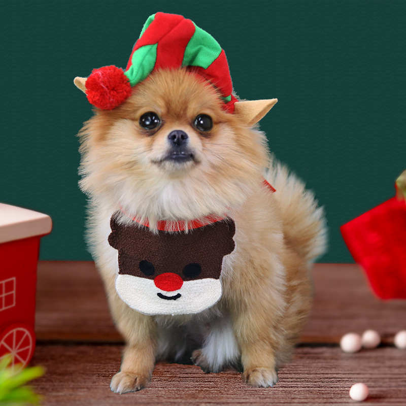 INS nueva Corea del Sur Navidad alces pastel de caramelo nieve tesoro perro babero mascota saliva toalla gato perro bufanda