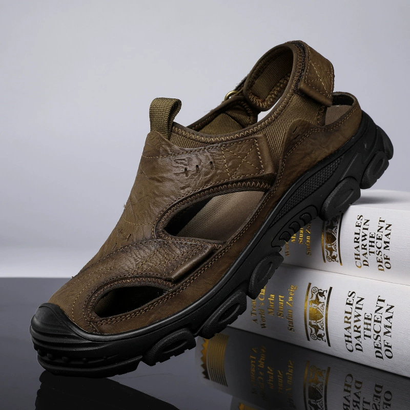 3072-1 мужская обувь, повседневные сандалии, уличные летние сандалии из воловьей кожи, пляжная обувь с дырками, спортивная обувь